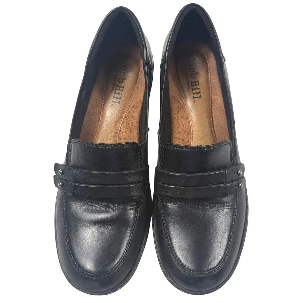 Cobb Hill Black Leather Loafer Slip On Grunge Goth Office Preppy Womens‎ 10N